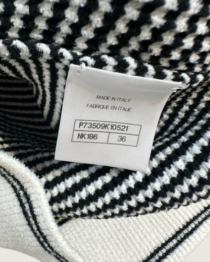Chanel 22B CC Striped Cardigan White, Black, Blue FR 36
