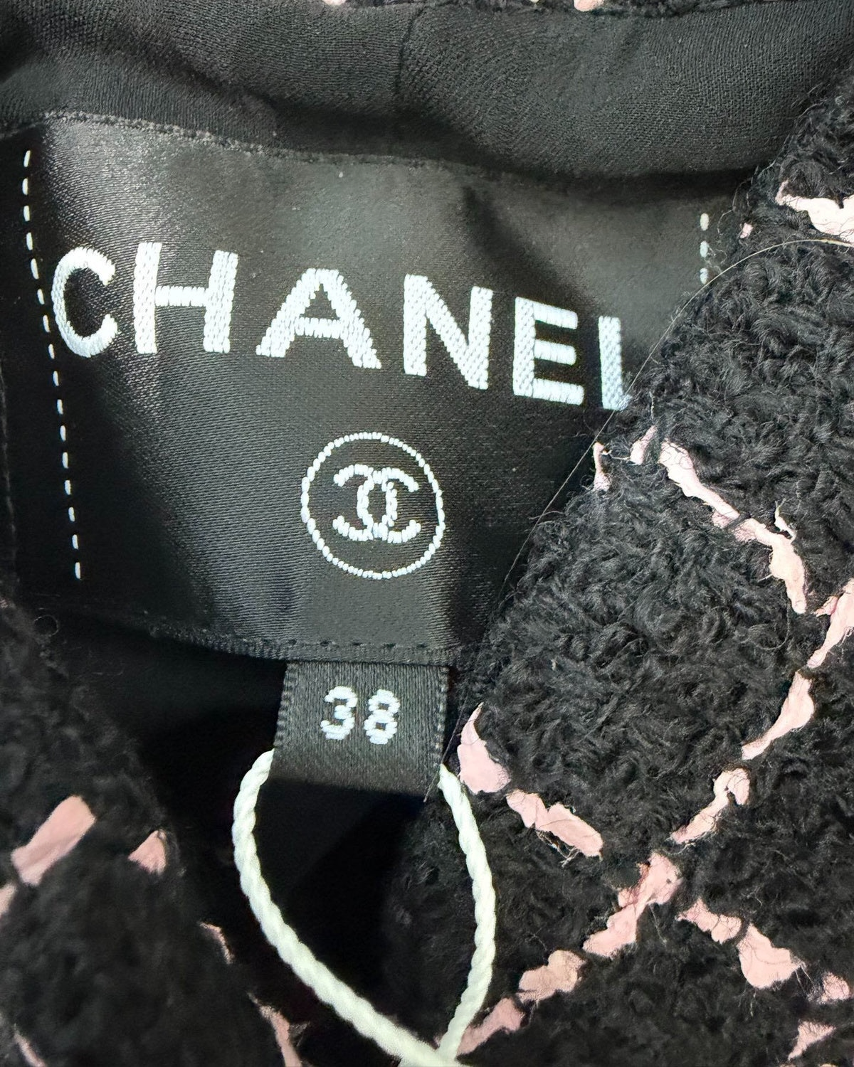Chanel 23K Tweed Plaid Jacket Black, Pink FR 38