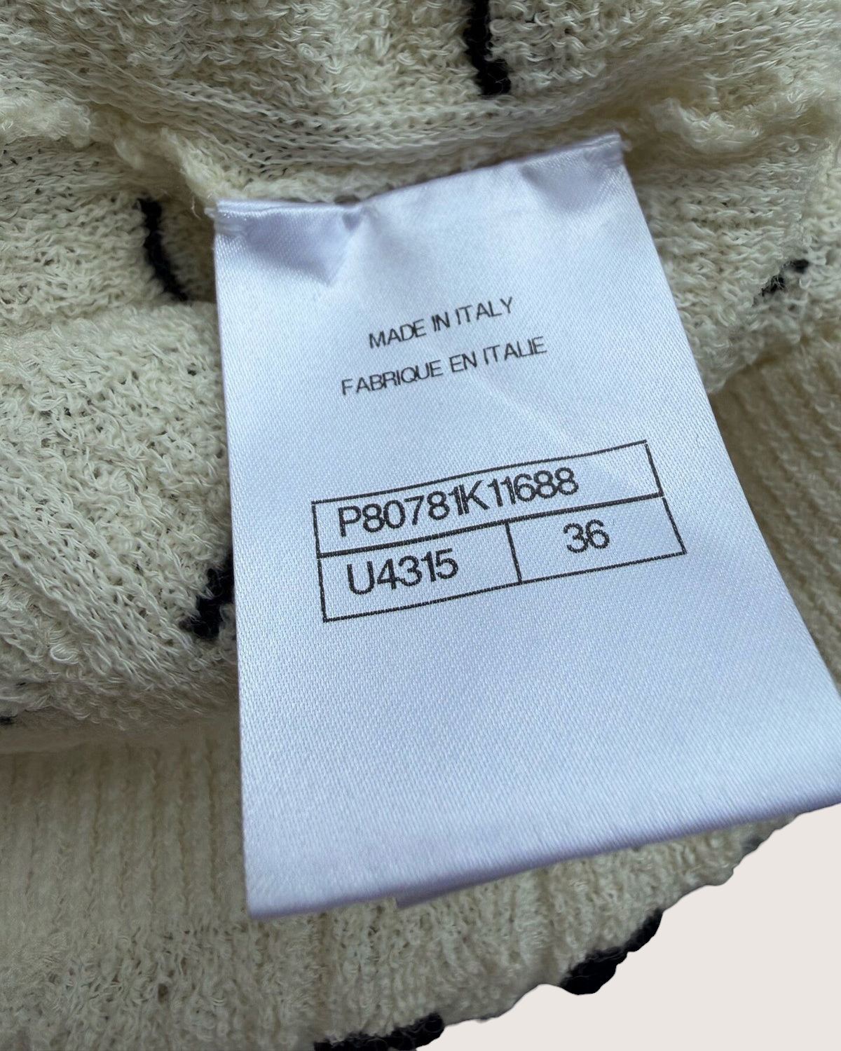 Chanel 25K Bow Short-Sleeve Sweater Beige/Ecru, Black FR 36