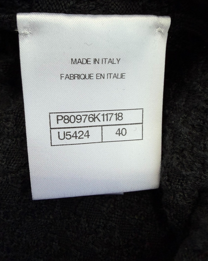 Chanel 26C Pointelle-Knit Cardigan Black, White, Orange FR 40