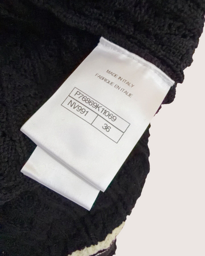Chanel 24P Openwork Four-Pocket Cardigan Black, White FR 36