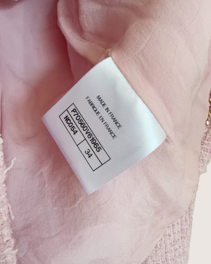 Chanel 21S Double-Breasted Tweed Jacket Pink FR 34