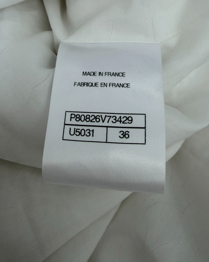 Chanel 26C Sequin Tweed Belted Coat White, Gold FR 36