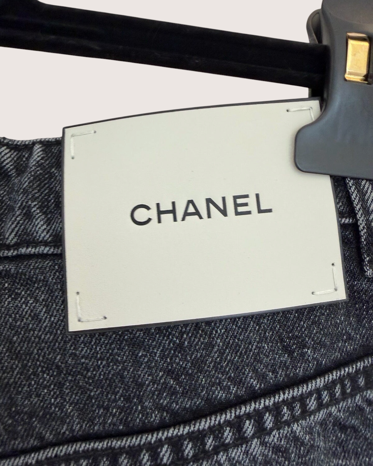 Chanel 26A CC Wide-Leg Denim Jeans Black FR 36