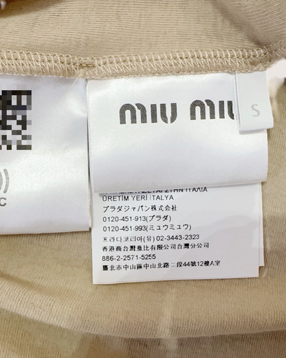 Miu Miu Long-Sleeve Top Beige/Ecru FR 36