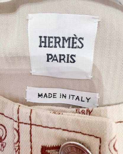 Hermès Printed Jacket Beige/Ecru, Brown FR 36