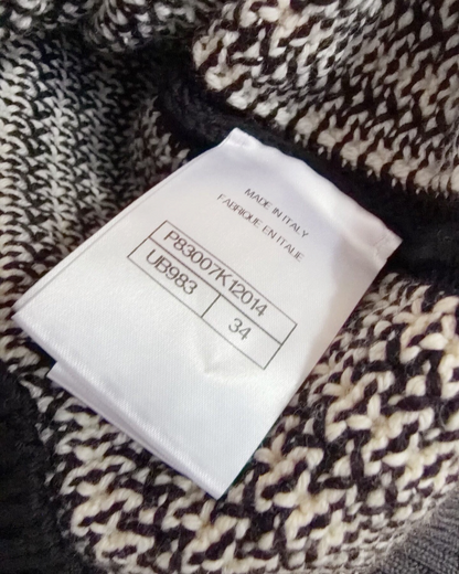 Chanel 26N Coco Neige Wool Striped Sweater Black, Beige/Ecru FR 34