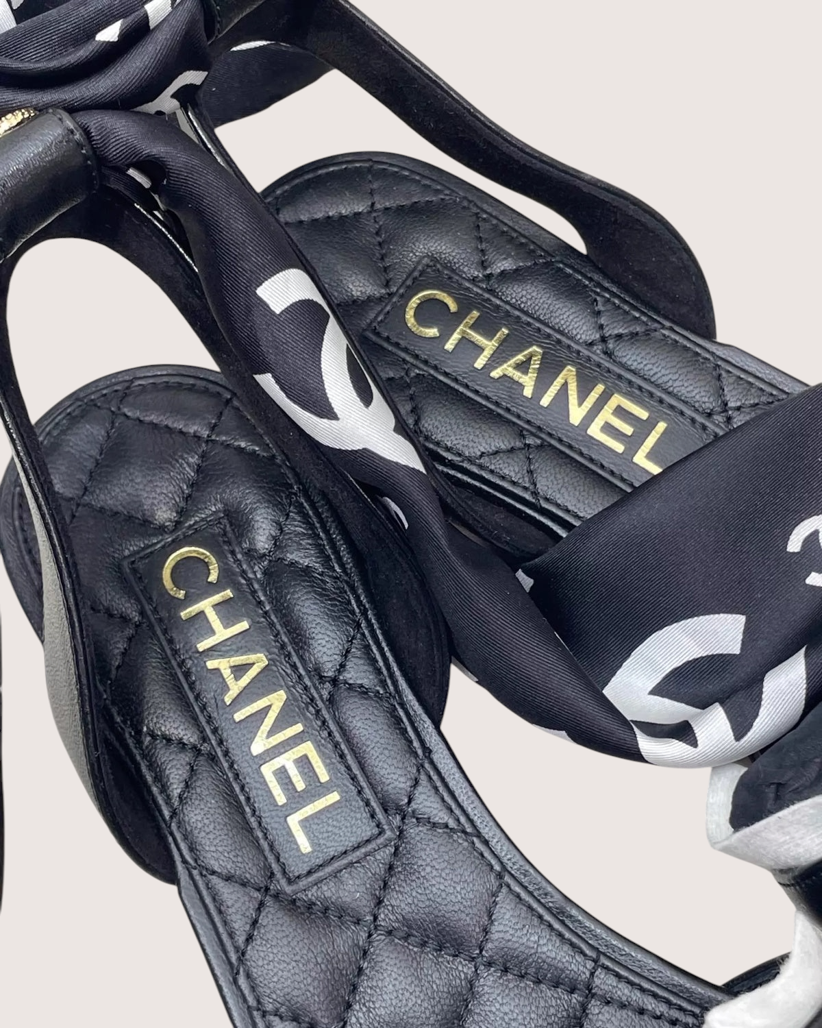 Chanel 26C Scarf Leather Sandals