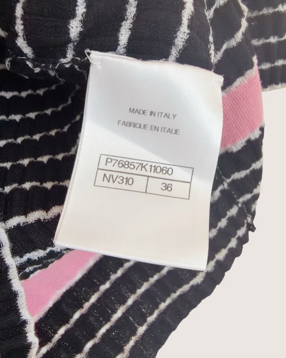Chanel 24P CC Striped T-Shirt Black, White, Pink FR 36