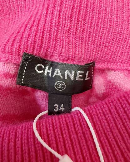 Chanel Logo Cashmere Trousers Pink FR 34