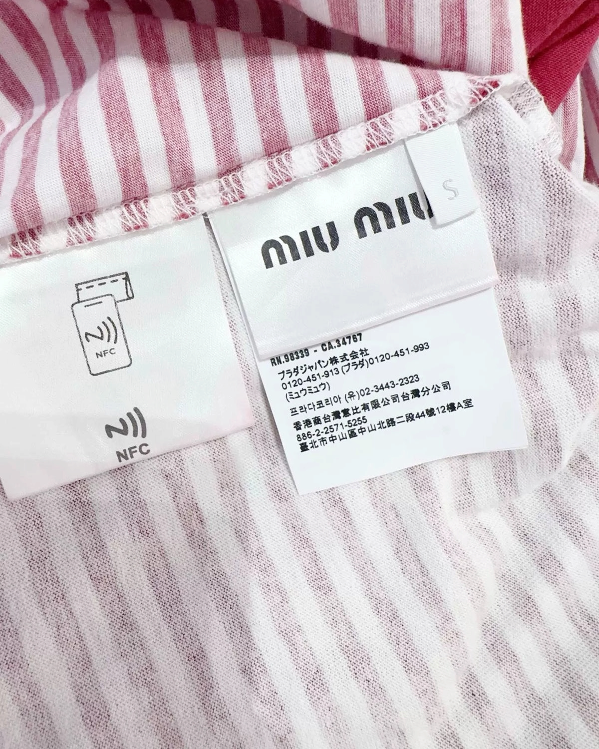Miu Miu Striped T-Shirt White, Red FR 36