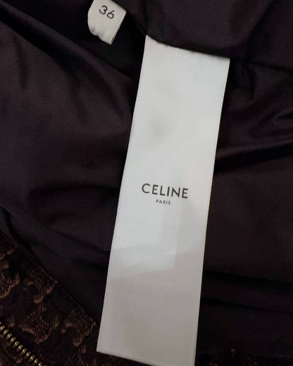 Celine Monogram Puffer Jacket Navy, Brown FR 36
