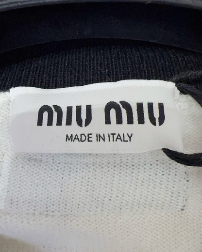 Miu Miu Cashmere Colorblock Cardigan White, Black FR 38
