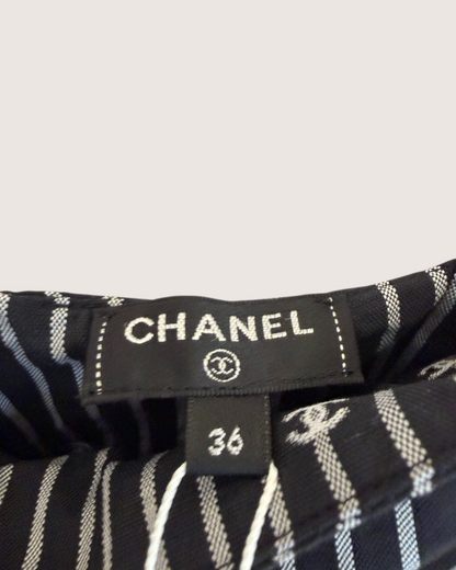 Chanel 21S Striped Mini Dress Black, White FR 36
