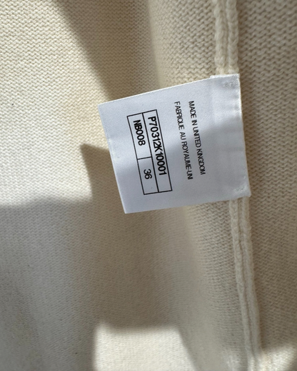 Chanel 26P Cashmere Striped-Trim Cardigan Beige/Ecru, Navy, Red FR 36
