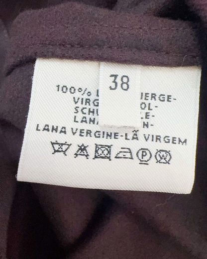 Hermès Wool Belted Mid-Length Skirt Burgundy FR 38