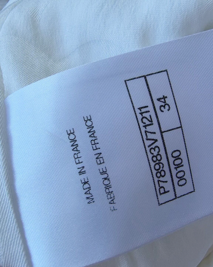 Chanel 25P Chain-Trim Tweed Jacket White FR 34