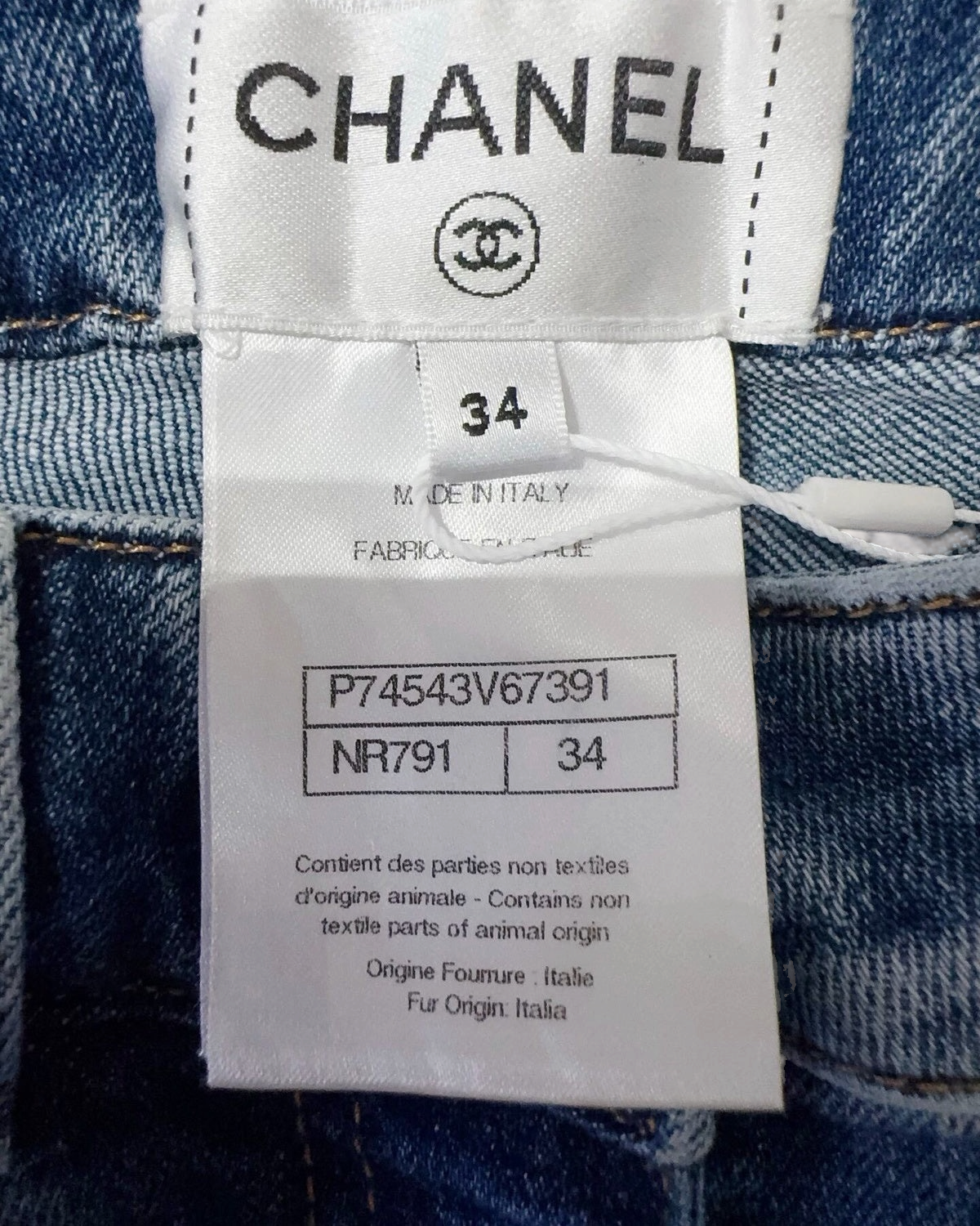 Chanel 23N Coco Neige Straight Denim Jeans Blue FR 34