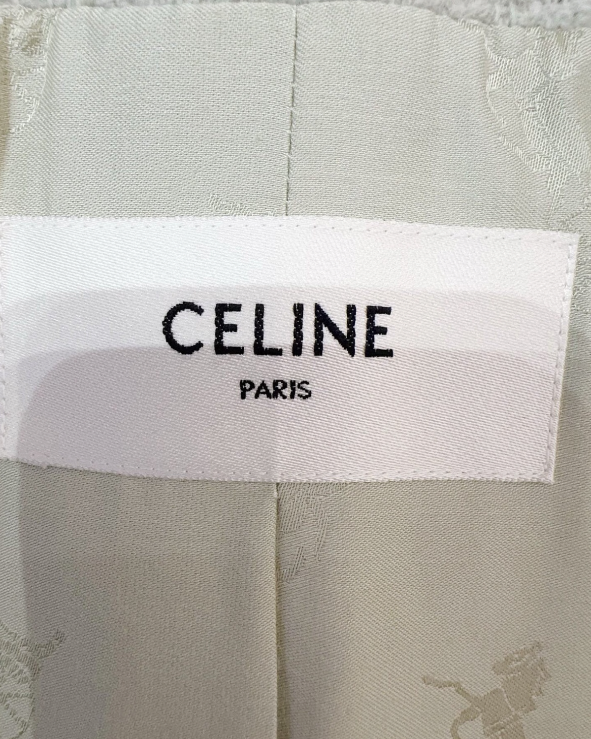 Celine Tweed Jacket Green, Beige/Ecru, Gold FR 40