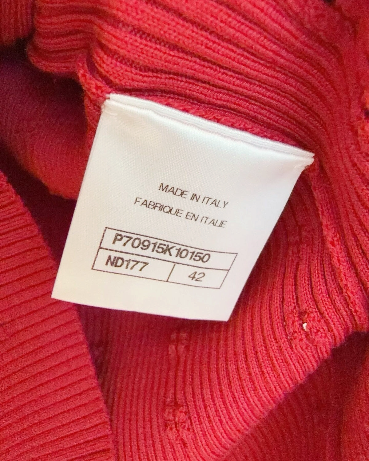 Chanel 21A CC Ribbed Short-Sleeve Top Red FR 42
