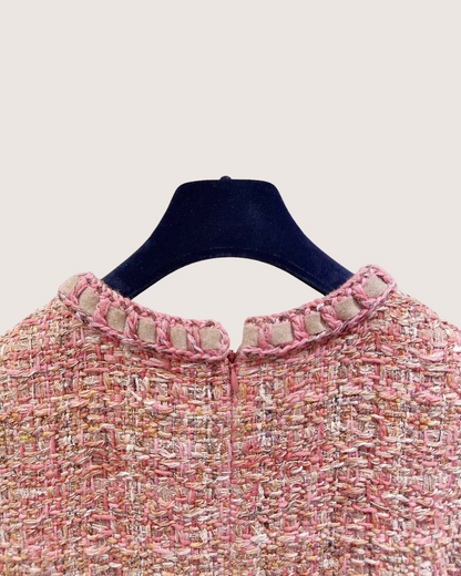 Chanel 2016 Tweed Mid-Length Dress Pink, Beige/Ecru, Multicolor FR 34