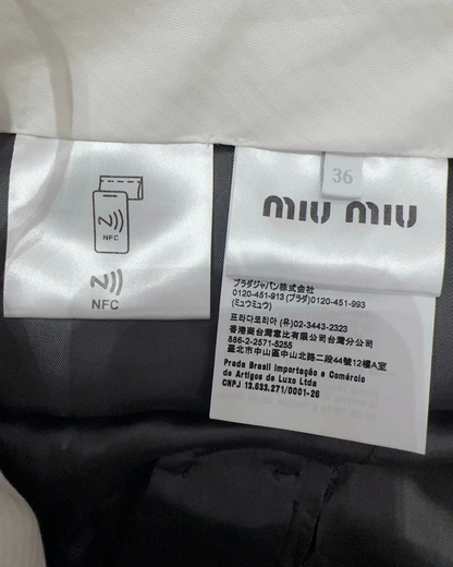 Miu Miu Wool Layered Mini Skirt Grey, Blue FR 36