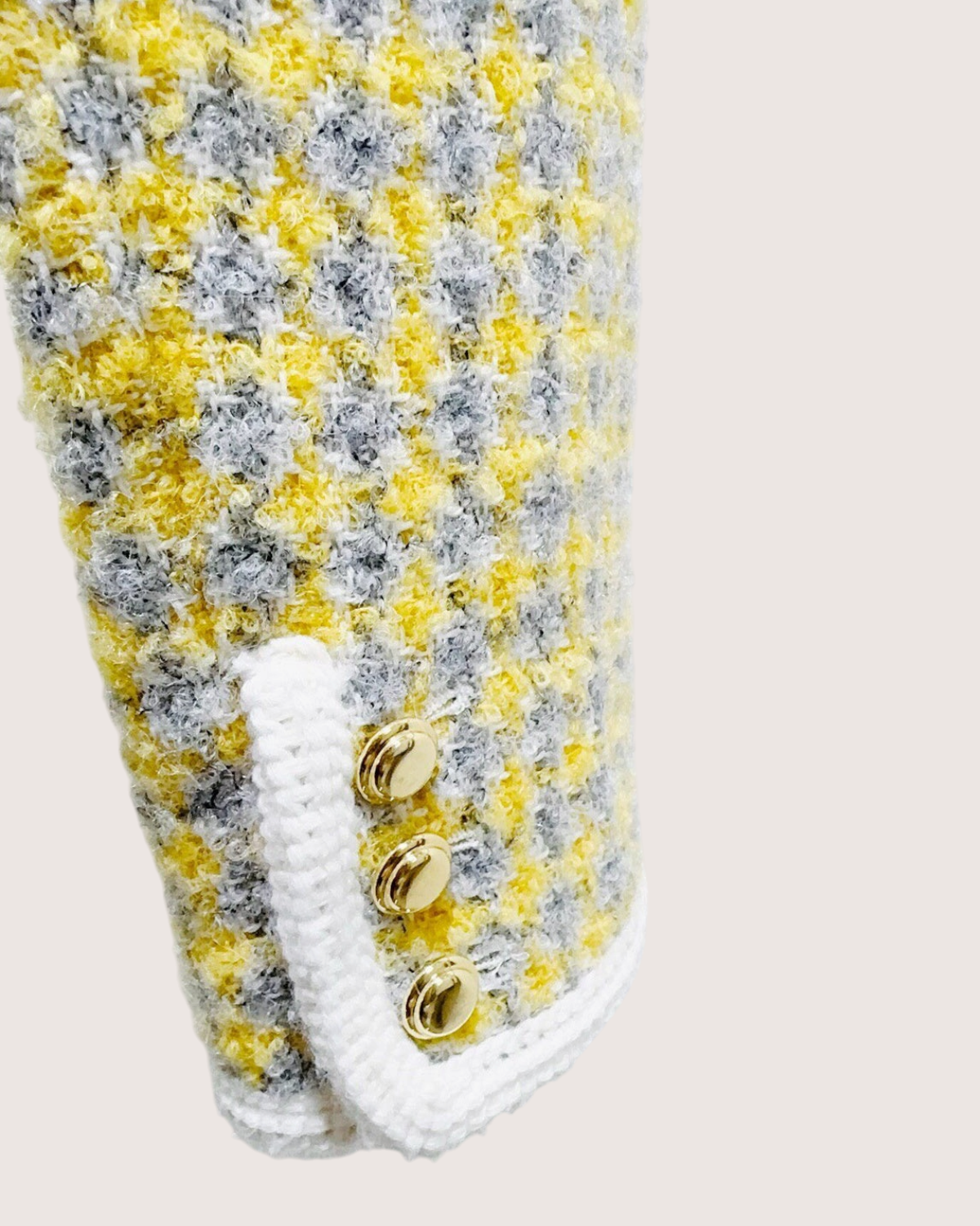 Miu Miu Tweed Cropped Jacket Yellow, Grey, Multicolor FR 36