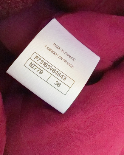 Chanel 22A Tweed Jacket Burgundy, Silver FR 36