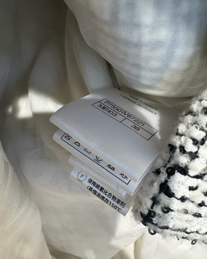 Chanel 23B Sequin Tweed Four-Pocket Jacket White, Black FR 38
