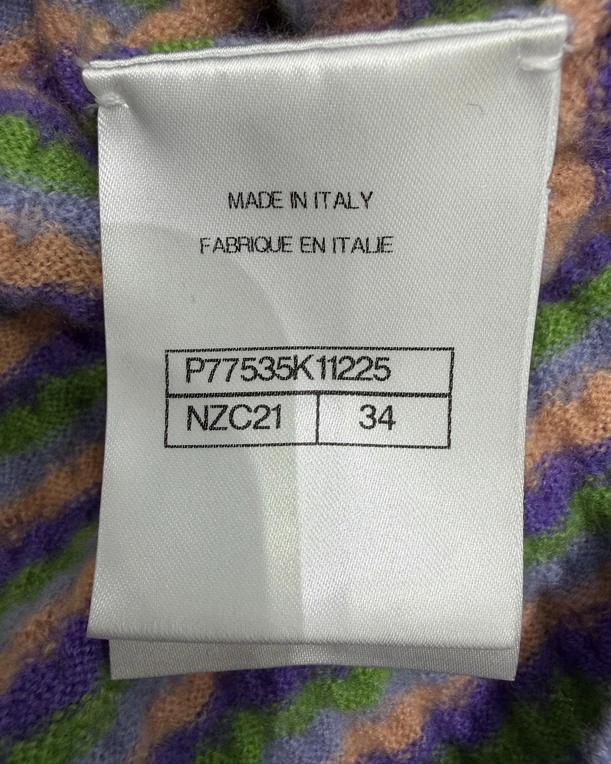 Chanel 24A Striped Cashmere Sweater Blue, Purple, Green, Multicolor FR 34
