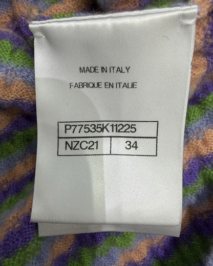 Chanel 24A Striped Cashmere Sweater Blue, Purple, Green, Multicolor FR 34
