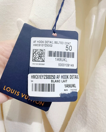 Louis Vuitton Belted Wool Coat White FR 50