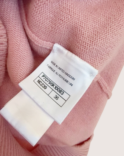 Chanel 21S Cashmere Contrast-Trim Belted Long Cardigan Pink, Navy FR 36