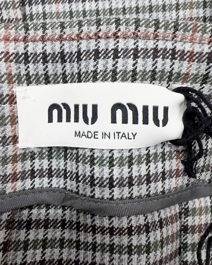 Miu Miu Wool Plaid Mini Skirt Grey, Black, Multicolor FR 42