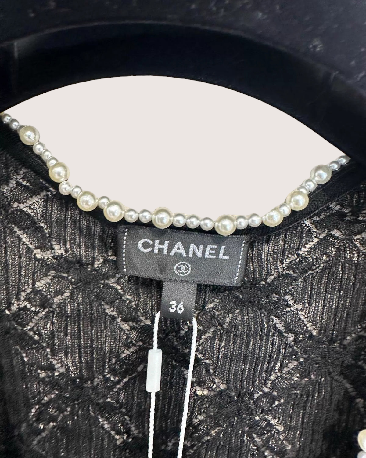 Chanel 22B 22C Pearl-Trim V-Neck Wool Sweater