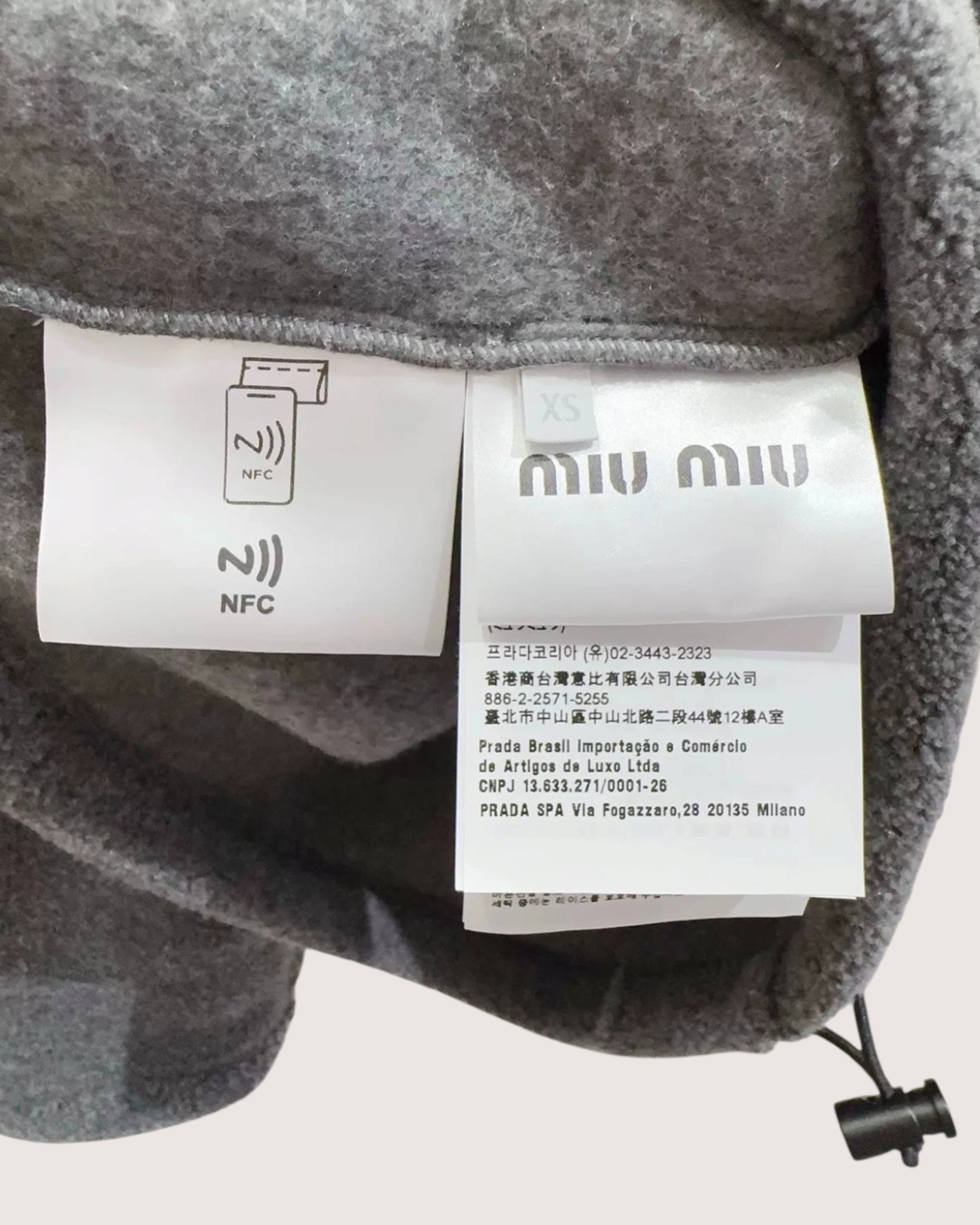 Miu Miu Fleece Zip-Up Jacket Grey FR 34