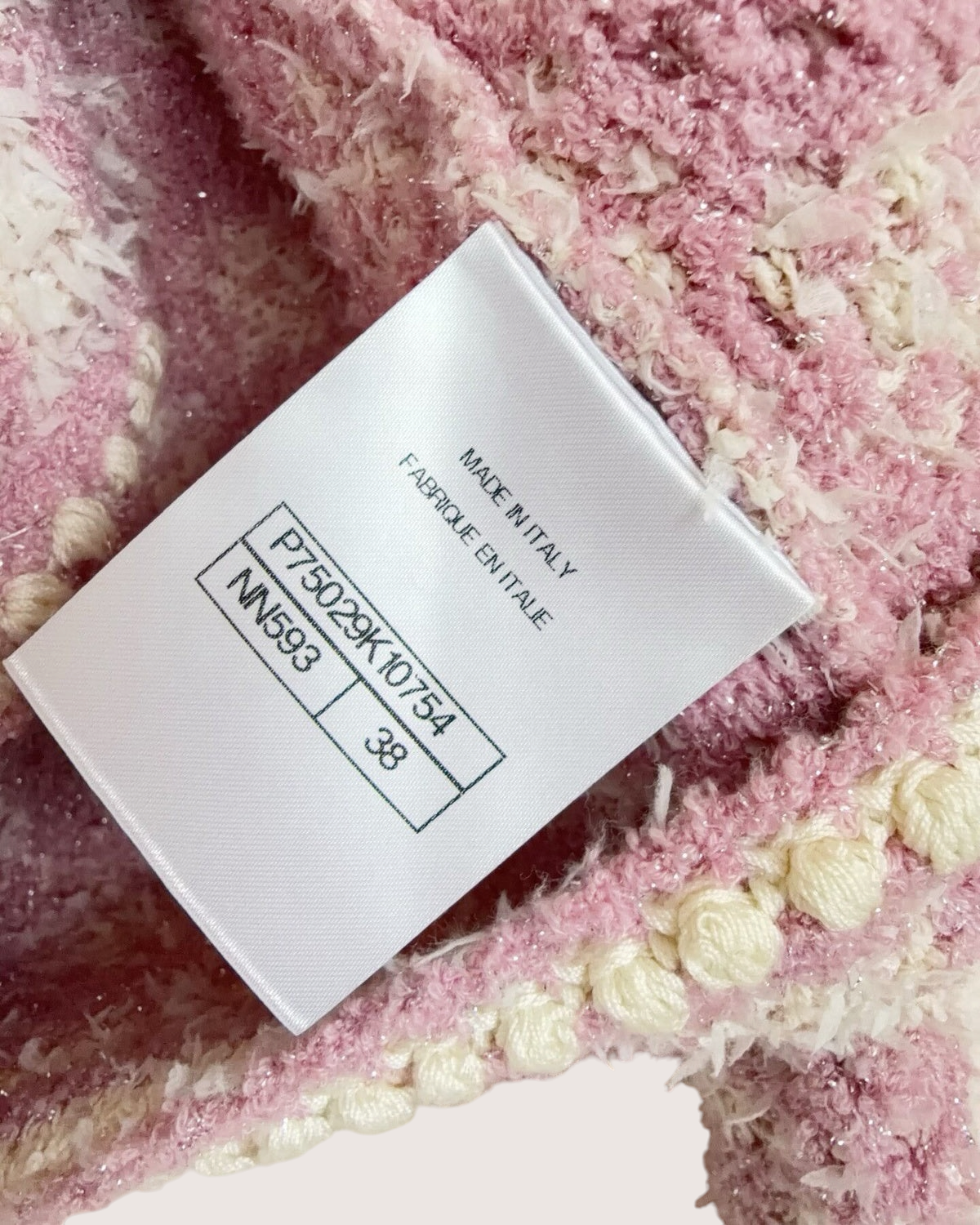 Chanel 23S Cropped Plaid Cardigan Pink, White FR 38