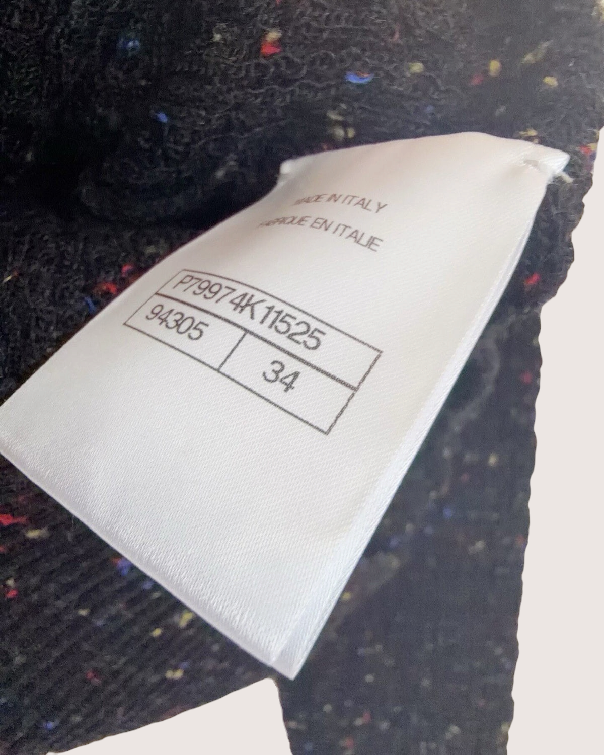 Chanel 25A Wool Confetti Cardigan Black, Multicolor FR 34