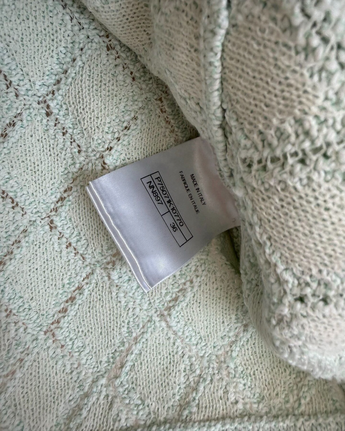 Chanel 23S Pointelle Cardigan Green FR 36