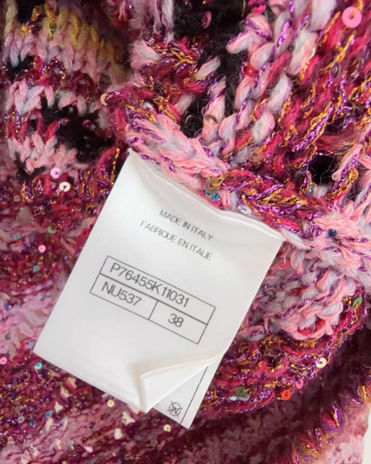 Chanel 24C Los Angeles Palm Stripped Cashmere Cardigan