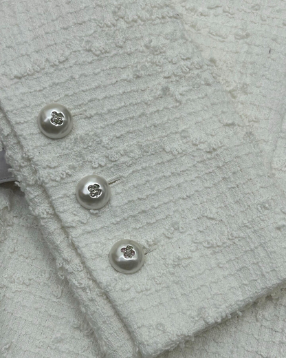 Chanel 25P Pearl Tweed Jacket White FR 36