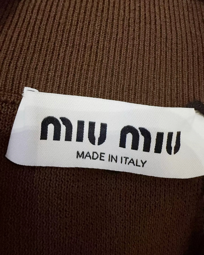 Miu Miu Striped Zip-Up Cardigan Brown, White FR 36