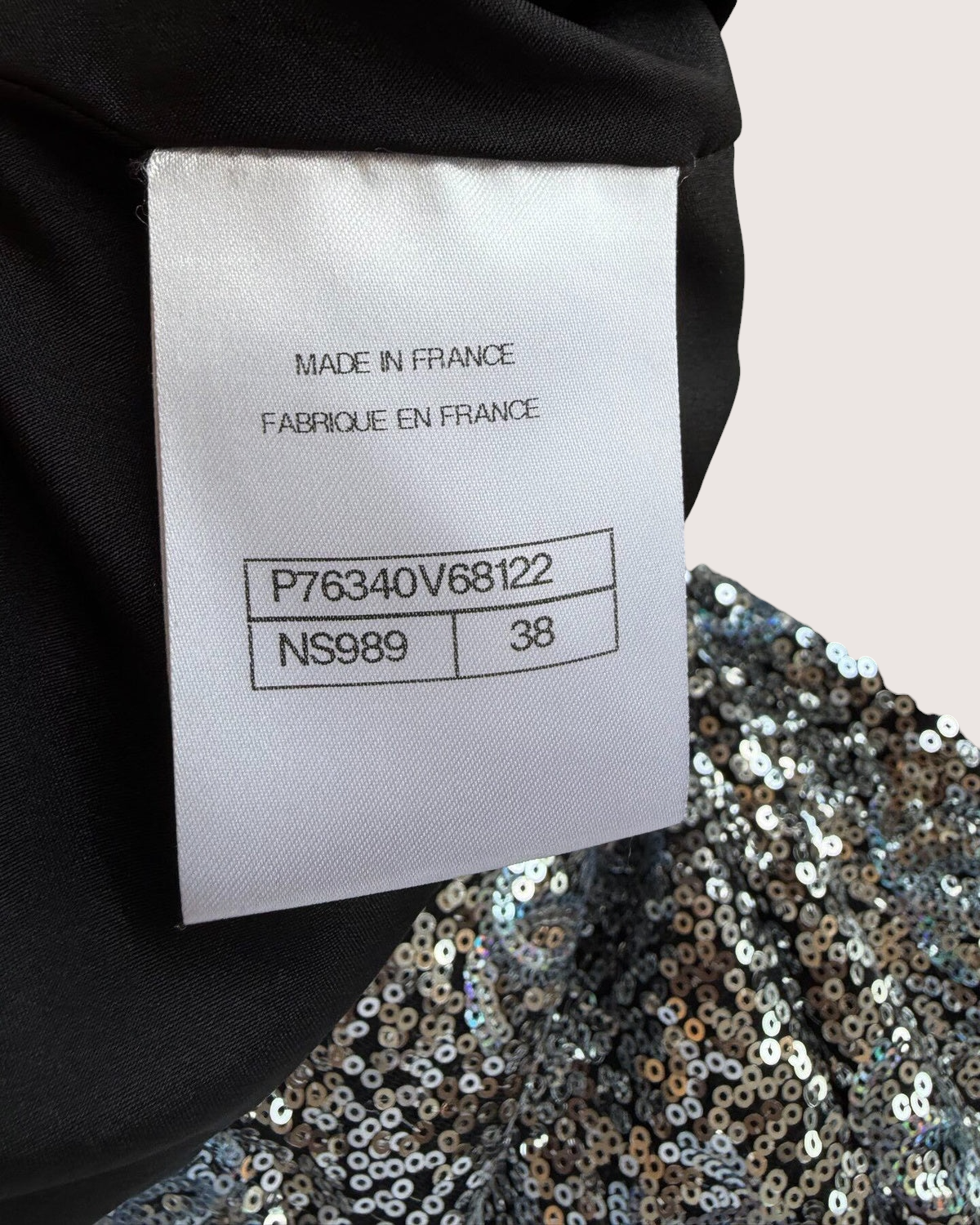 Chanel 24C Sequin CC Mini Skirt Silver, Black FR 38