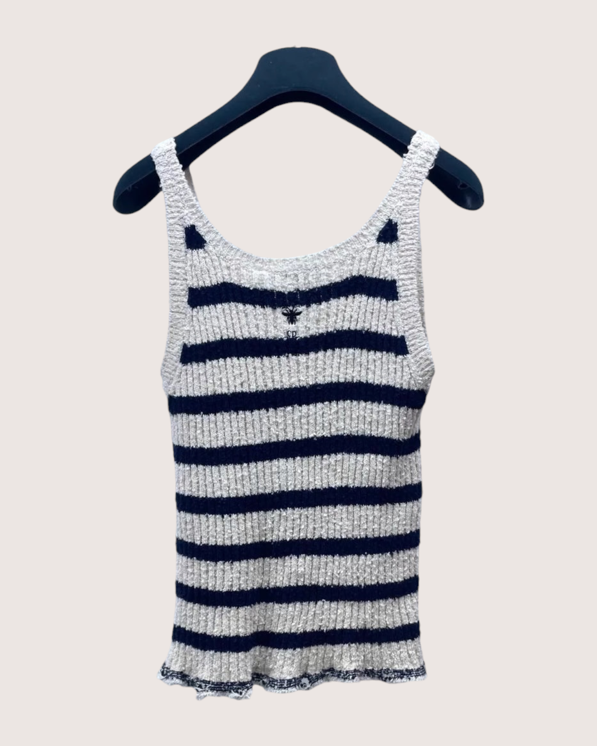 Christian Dior Striped Cardigan & Tank Top Set White, Navy FR 36