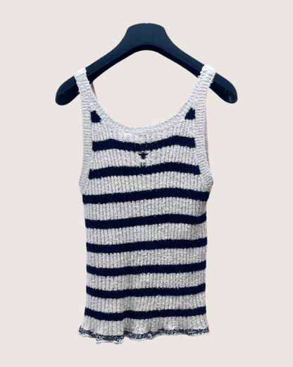Christian Dior Striped Cardigan & Tank Top Set White, Navy FR 36