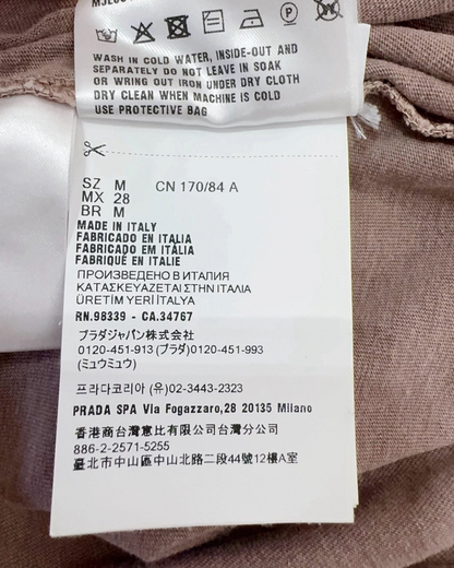 Miu Miu Long-Sleeve Logo T-Shirt Brown FR 38