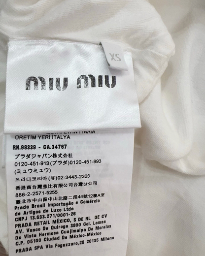 Miu Miu Crystal Logo Cropped Top White, Silver, Black FR 34
