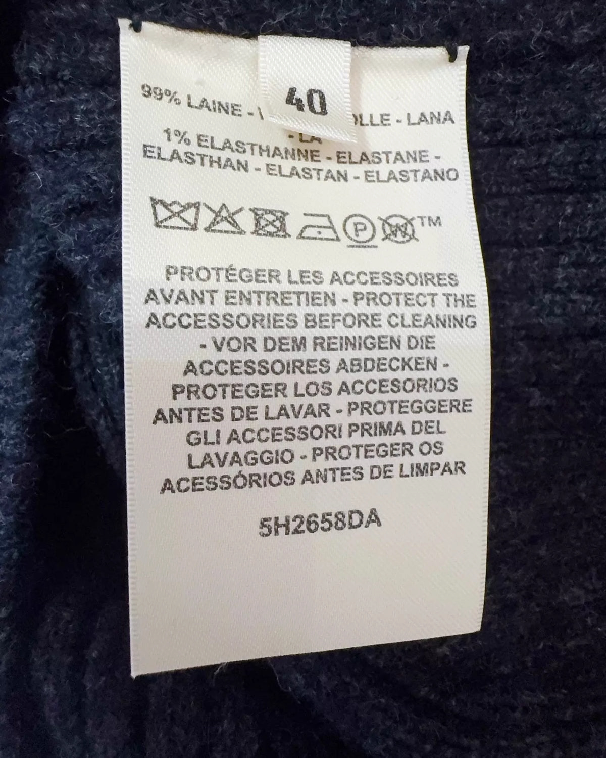 Hermès Wool Ribbed Zip-Neck Sweater Grey FR 40