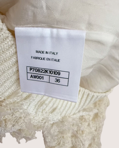 Chanel 21S Fringe Cardigan Beige/Ecru FR 36