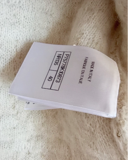Chanel 23B Sequin Checkerboard Cardigan Beige/Ecru, Gold FR 40